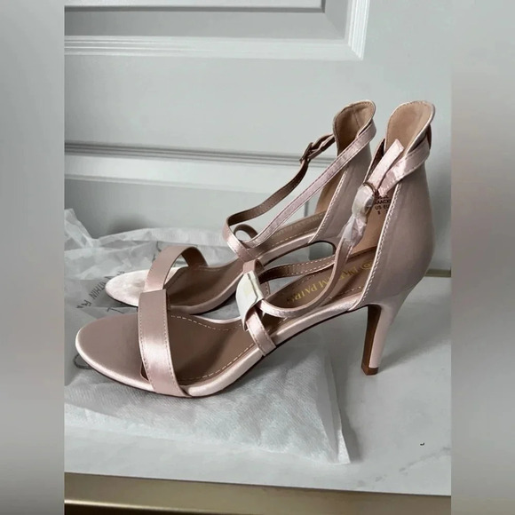 DREAM PAIRS | DOLCE  Open Toe Champagne Satin Heels | 8 [253] - Picture 4 of 6